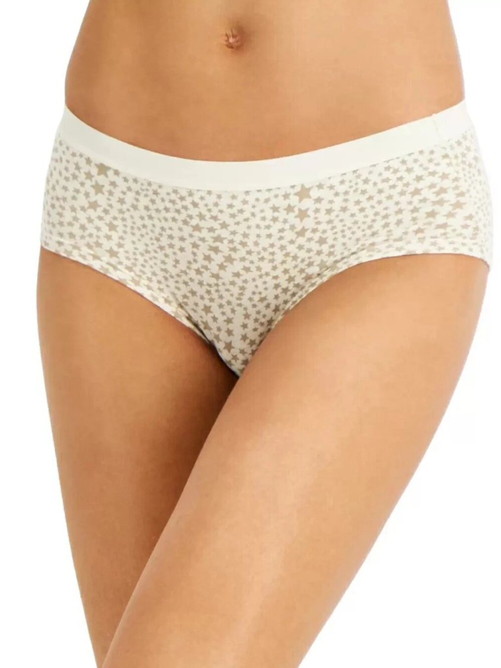 Jenni Intimates Women's Cotton Blend Hipster Panty Underwear, Beige With Stars